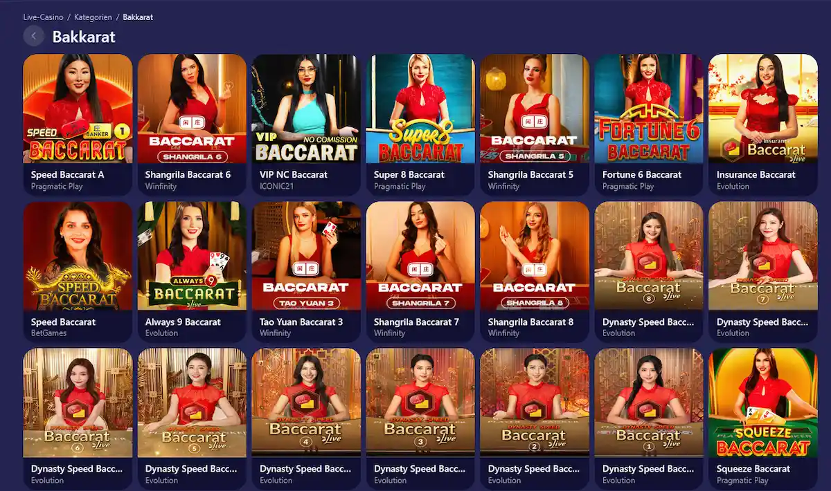 Live-Baccarat-Tisch bei Betmatch