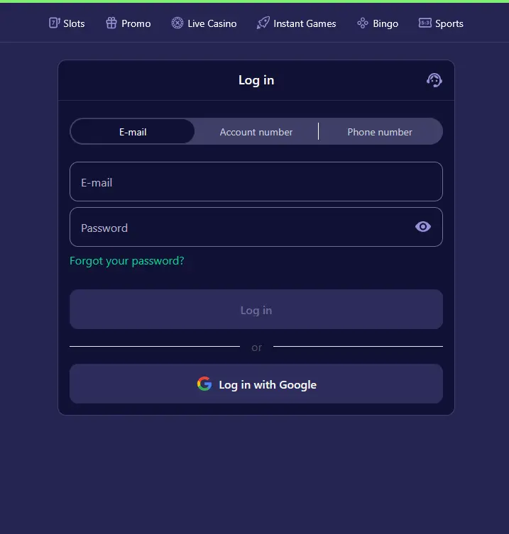 Betmatch Login-Formular mit E-Mail und Passwort
