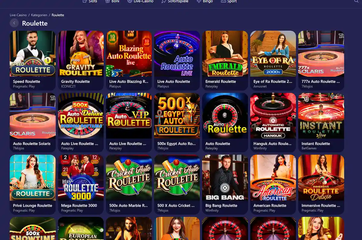 Live-Roulette-Tisch bei Betmatch